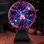 HIBIBUD 8 Inch Plasma Ball Lamp with Touch and Sound Sensitive Modes, Purple and Red Plasma Light Sphere, Decorative Science Gift for Kids and Teens, Includes 6ft Power Cord and Adapter