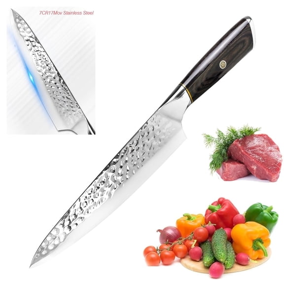 8-inch High Carbon Stainless Steel Chef Knife Not-stick Hammered Japanese Knife for Cutting Meat Fish and Vegetable
