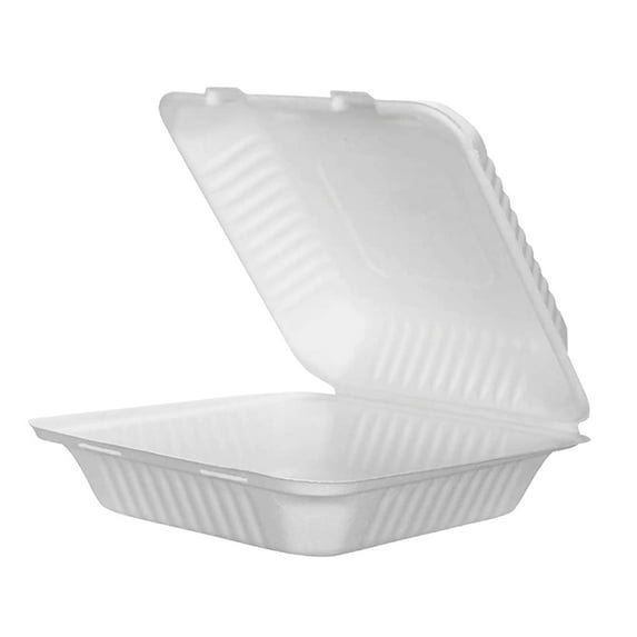 8 inch Hinged Containers | Tree-Less™ Compostable Molded Fiber
