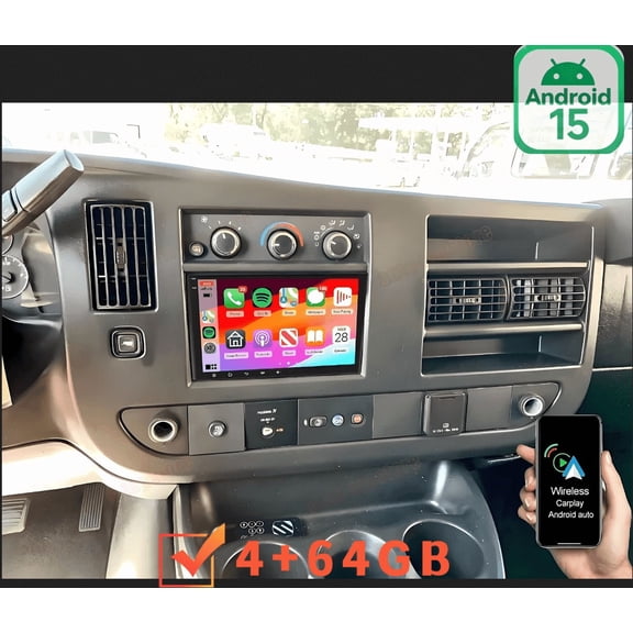 8-inch IPS HD Touchscreen Car Radio - Exclusive For Chevrolet Express 2008-2024, 4+64G Large Memory Android 15 Stereo with Wireless CarPlay & GPS Navigation & AHD Camera