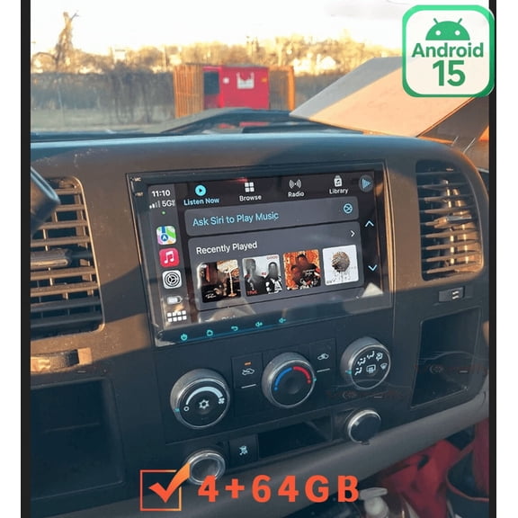 8-inch IPS Touchscreen Car Stereo For Chevrolet Silverado 2007-2013, For GMC Sierra 1500 2008-2013 - 4+64G Android 15 with CarPlay/WiFi/Bluetooth/GPS/SWC/Split Screen & AHD Camera