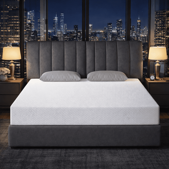 8 inch King Size Dual-Side Memory Foam Mattress with Tencel Cover & Cooling Green Tea/Gel, CertiPUR-US