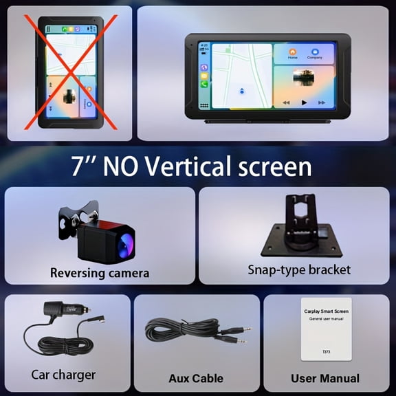 8-inch Magnetic Car GPS with CarPlay & Android Auto, Touchscreen, Voice Control, Reverse Camera, Media Player, Easy Dashboard Install, No Wiring for SUVs, Sedans, Trucks