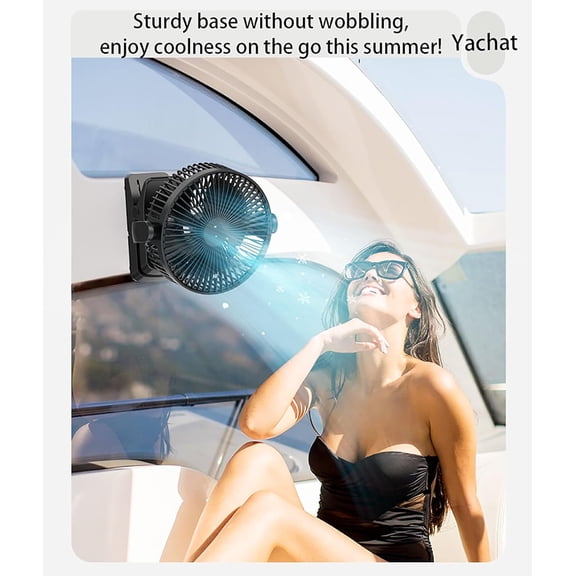 8-inch Magnetic Cruise Ship Approved Fan, 12000mAh Battery Operated Clip on Fan with 5 Speeds, LED Lantern, Timer, Magnetically Sticks on Cabin Ceilings and Walls - Not Suitable for Golf Carts