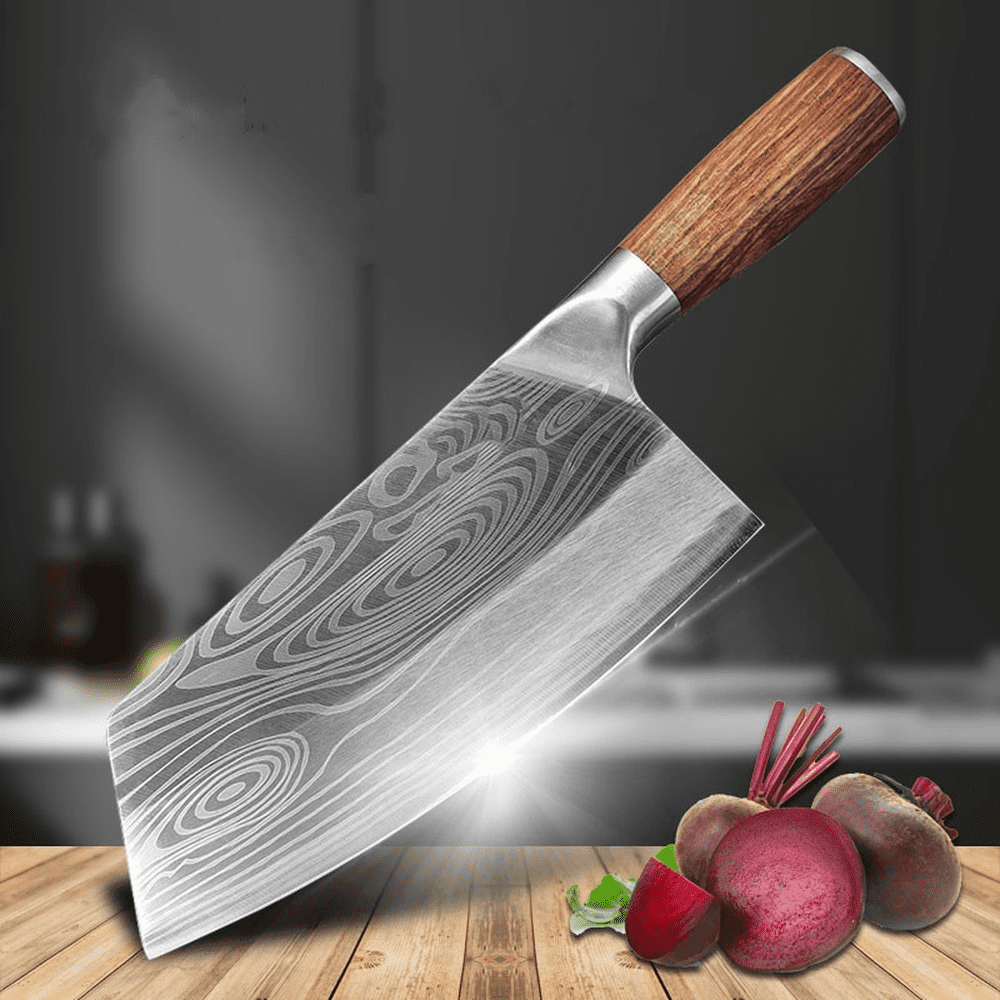 Meat cleaver, Machete 8'' INCH Big Cleaver Butcher Knife Tool Set Sharpener  Stone Leather Cover Sheath Slaughter Gift Box Chopping Knife Cleaver