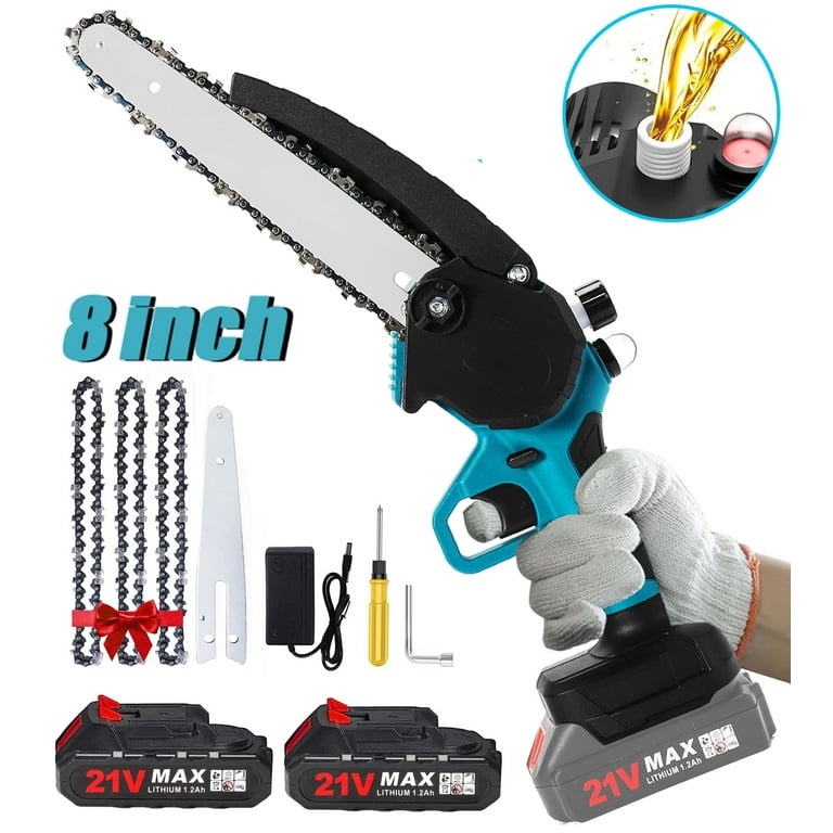 Saker 4 Inch Mini Chainsaw, Portable Electric Chainsaw Cordless, Handheld  Chain Saw Pruning Shears Chainsaw for Wood, Tree Branches , Courtyard,  Household & Garden( Chainsaw + 2 Batteries) 