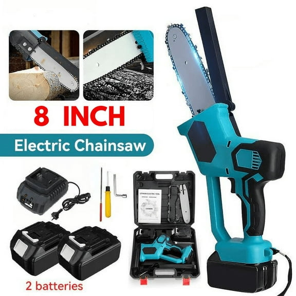 8 inch Mini Chainsaw, Portable Cordless Power Chain Saws with 2 Rechargeable Battery, Handheld Pruning Shears Chainsaw for Tree Branches Wood Cutting, Courtyard, Garden