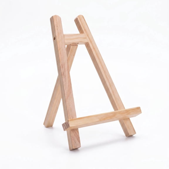 8 inch Natural Wood Tabletop A-Frame Easel Stand - Wooden Display Holder for Canvas, Photos, Signs & Art