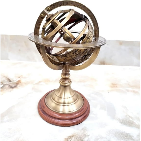 8 inch Nautical Brass Armillary Astrolabe Sphere Celestial Collectible Tabletop Armillary Antique Vintage Zodiac Globe Armillary Home Dcor