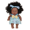 thumbnail image 1 of 8-inch Poseable Baby Doll for Girls - Realistic Black Doll Toy with Curly Hair(Blue), 1 of 7