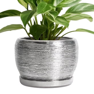 Solid Galvanized Metal Outdoor Decorative Flower Pot and Planter Set Round Shape Solid Galvanized Metal Outdoor Decorative Flower Pot and Planter Set Round Shape
