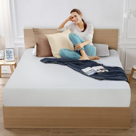 8 inch Queen Memory Foam Single Mattress, CertiPUR-US Certified Foams, Medium Firm, Mattress-in-a-Box, Adult, Queen, White