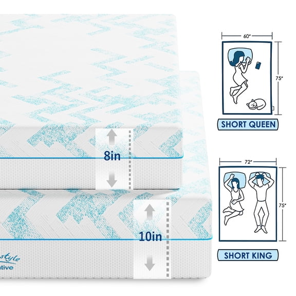 FunMay 8 inch Short Queen Memory Foam Mattress