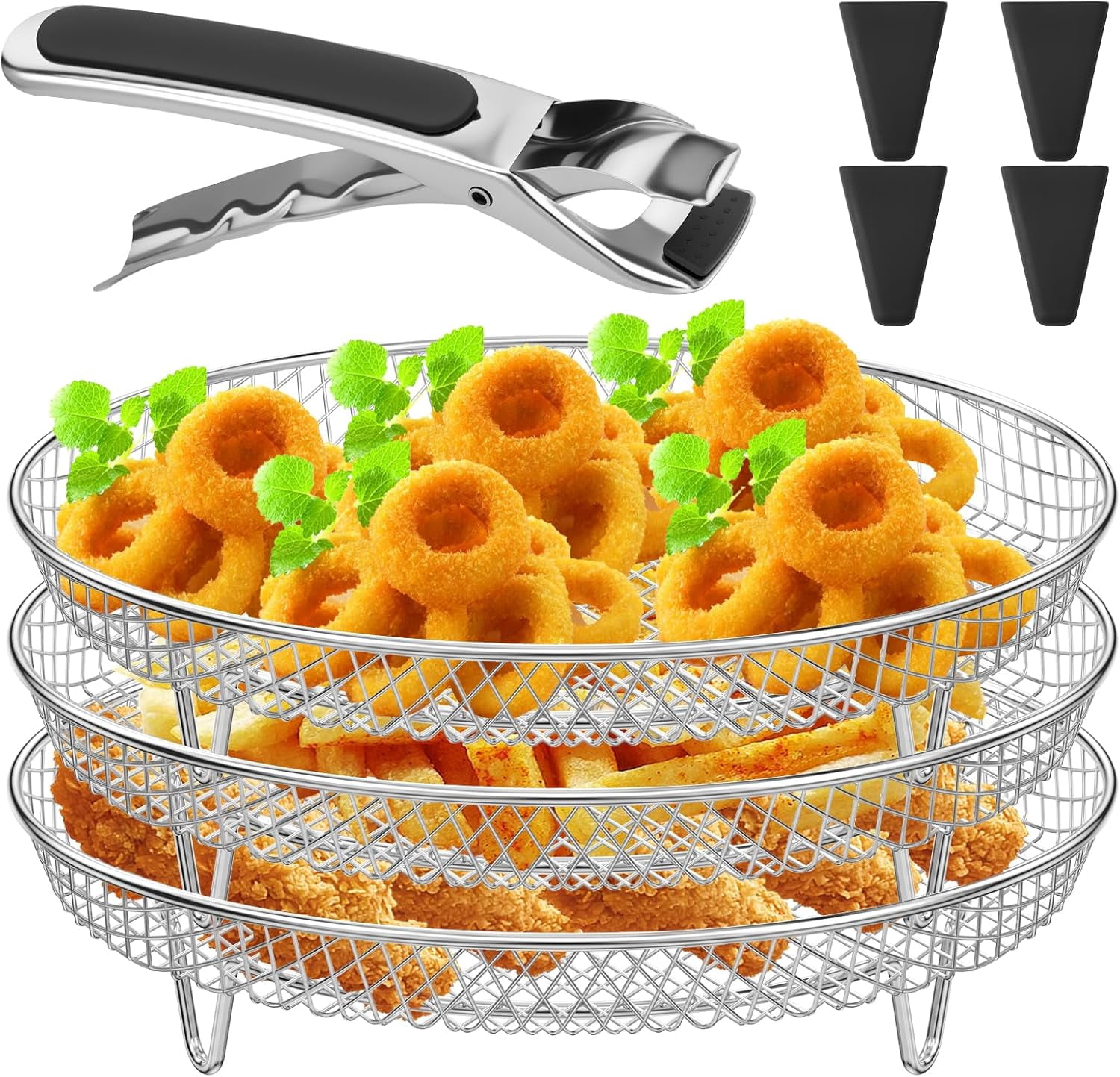 8 inch Round Air Fryer Racks 3 Layers Stackable Dehydrator Racks, 304 ...