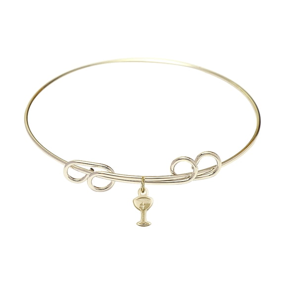 8 inch Round Double Loop Bangle Bracelet w/ Chalice in Gold-Filled