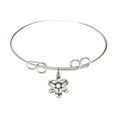thumbnail image 1 of 8 inch Round Double Loop Bangle Bracelet w/ Chastity medal charm w/ April Crystal Swarovski Crystal, 1 of 3