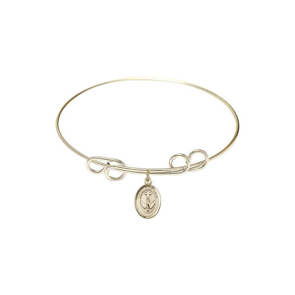 8 inch Round Double Loop Bangle Bracelet w/ Confirmation in Gold-Filled