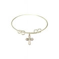 thumbnail image 1 of 8 inch Round Double Loop Bangle Bracelet w/ Cross medal charm w/ August Green Swarovski Crystal, 1 of 3