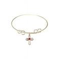thumbnail image 1 of 8 inch Round Double Loop Bangle Bracelet w/ Cross medal charm w/ July Red Swarovski Crystal, 1 of 3