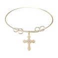 thumbnail image 1 of 8 inch Round Double Loop Bangle Bracelet w/ Cross medal charm w/ Light Purple Swarovski Crystal, 1 of 3