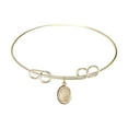 thumbnail image 1 of 8 inch Round Double Loop Bangle Bracelet w/ Footprints / Cross in Gold-Filled, 1 of 3