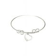 thumbnail image 1 of 8 inch Round Double Loop Bangle Bracelet w/ Heart in Sterling Silver, 1 of 1