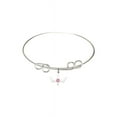 thumbnail image 1 of 8 inch Round Double Loop Bangle Bracelet w/ Holy Spirit medal charm w/ Rose Swarovski Crystal, 1 of 3