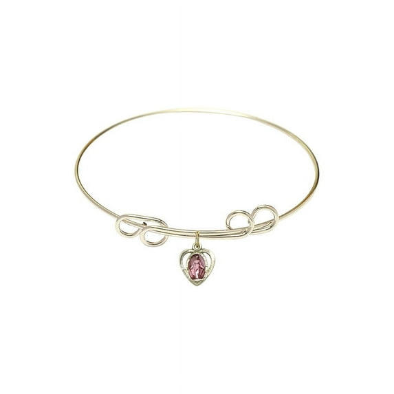 8 inch Round Double Loop Bangle Bracelet w/ Miraculous Medal in Gold-Filled