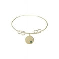 thumbnail image 1 of 8 inch Round Double Loop Bangle Bracelet w/ Plain Disc medal charm w/ May Green Swarovski Crystal, 1 of 3