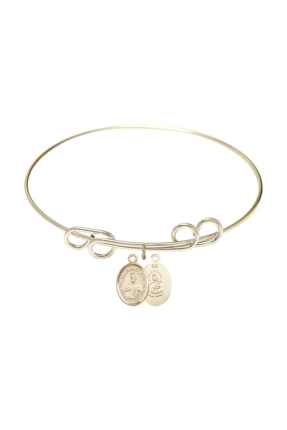 8 inch Round Double Loop Bangle Bracelet w/ Scapular in Gold-Filled
