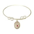 thumbnail image 1 of 8 inch Round Double Loop Bangle Bracelet w/ Scapular medal charm w/ July Red Swarovski Crystal, 1 of 1