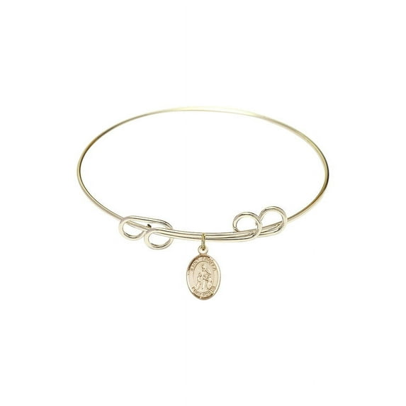 8 inch Round Double Loop Bangle Bracelet w/ St. Angela Merici in Gold-Filled