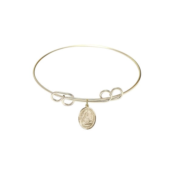 8 inch Round Double Loop Bangle Bracelet w/ St. Edburga of Winchester in Gold-Filled