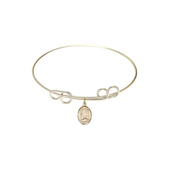8 inch Round Double Loop Bangle Bracelet w/ St. Emily de Vialar in Gold-Filled