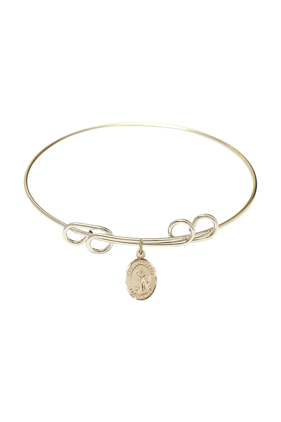 8 inch Round Double Loop Bangle Bracelet w/ St. Joan of Arc in Gold-Filled
