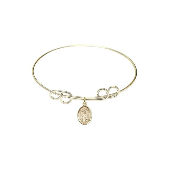 8 inch Round Double Loop Bangle Bracelet w/ St. Kilian in Gold-Filled