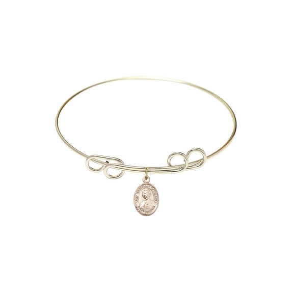 8 inch Round Double Loop Bangle Bracelet w/ St. Marcellin Champagnat in Gold-Filled