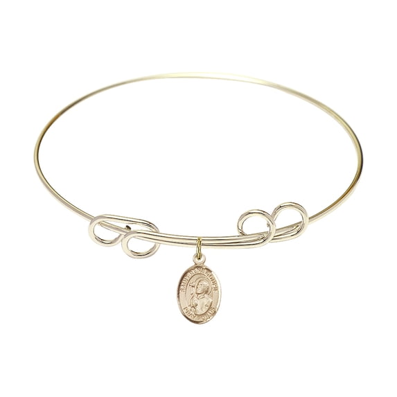 8 inch Round Double Loop Bangle Bracelet w/ St. Rene Goupil in Gold-Filled
