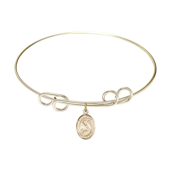 8 inch Round Double Loop Bangle Bracelet w/ St. Rose of Lima in Gold-Filled