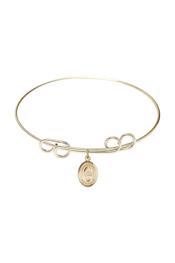 8 inch Round Double Loop Bangle Bracelet w/ St. Sharbel in Gold-Filled