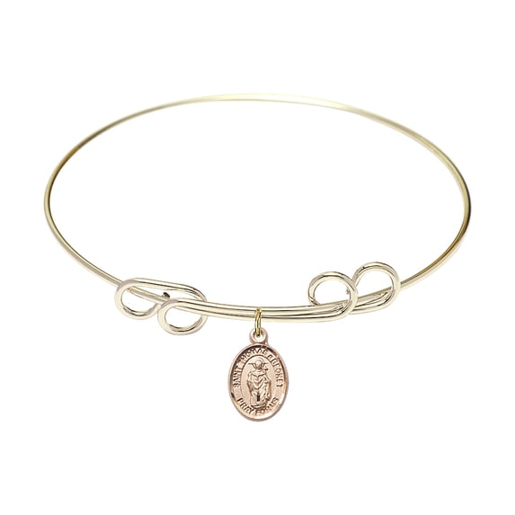 8 inch Round Double Loop Bangle Bracelet w/ St. Thomas A Becket in Gold-Filled
