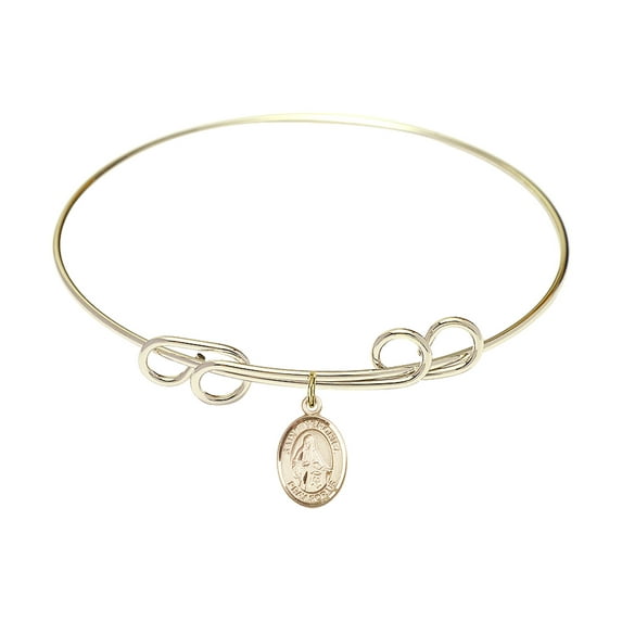 8 inch Round Double Loop Bangle Bracelet w/ St. Veronica in Gold-Filled