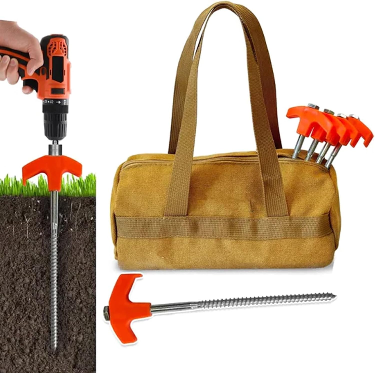 8 inch Screw in Tent Stakes, 8" Screw in Tent Stakes Ground Anchors