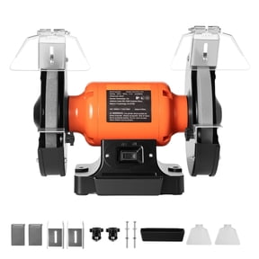 8 Inch Single Speed Bench Grinder with 350W 3.0A Induction Motor, 3450 RPM High-Speed Table Grinder, 36 and 60 Grit Wheels, Adjustable Eye Shields and Work Rests for Sharpening Grinding