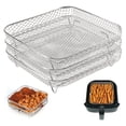 thumbnail image 1 of 8 inch Square Air Fryer Rack, Set of 3, Stackable Multi-Layer Stainless Steel Dehydrator Rack, Square Air Fryer Accessories for Cosori, Instant Vortex, Nuwave Air Fryer, Ninja Foodi Grill, 1 of 7