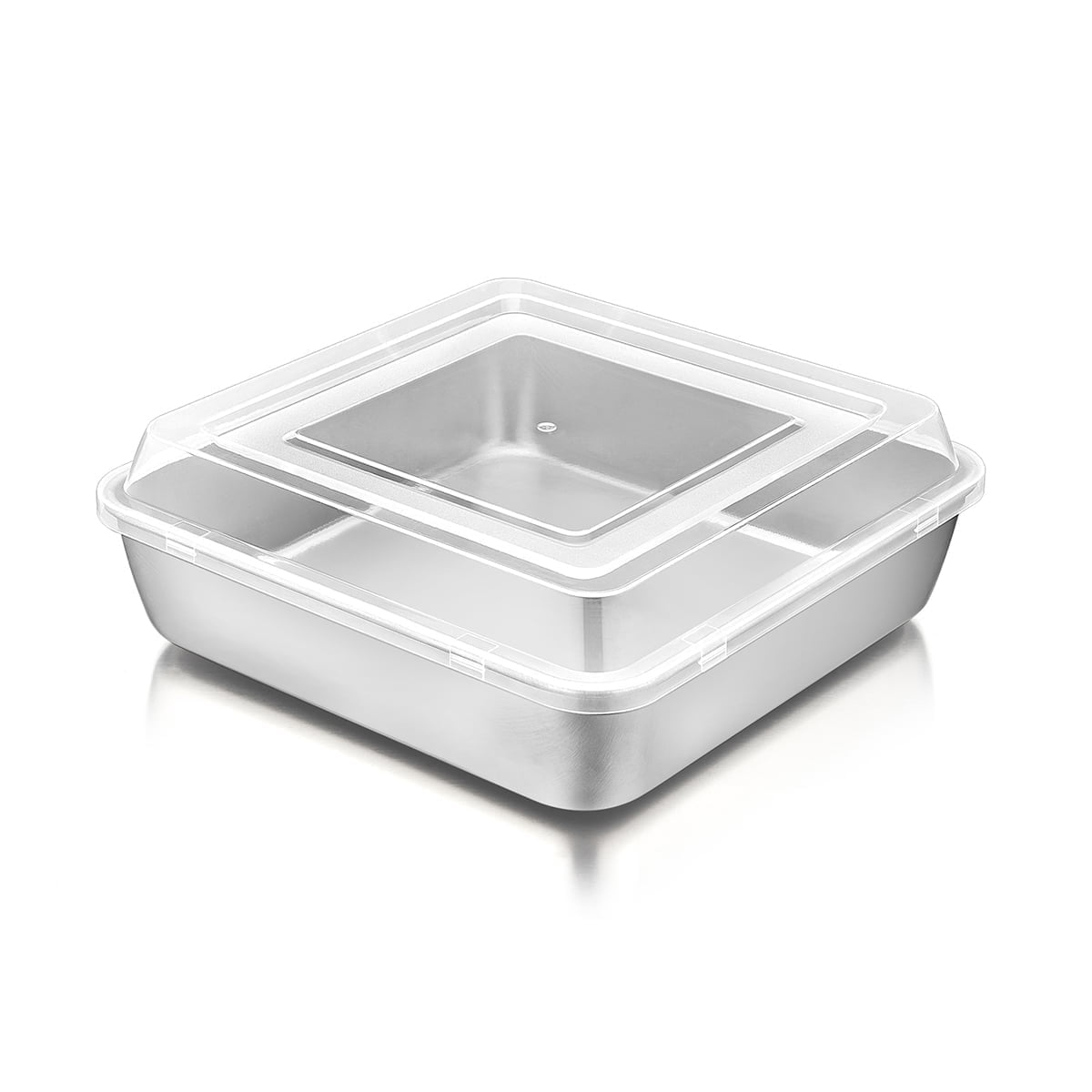 8 inch Square Cake Pan with Lid, Vesteel Non-Stick Stainless Steel Rectangle Brownies Baking Pan, Non-Toxic & Warp Resistant, Rust Free & Dishwasher Safe