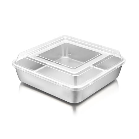 8 inch Square Cake Pan with Lid, Vesteel Non-Stick Stainless Steel Rectangle Brownies Baking Pan, Non-Toxic & Warp Resistant, Rust Free & Dishwasher Safe