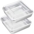 thumbnail image 1 of 8 inch Square Cake Pan with Lid, Vesteel Non-Stick Stainless Steel Rectangle Brownies Baking Pan Set of 4, Non-Toxic & Warp Resistant, Rust Free & Dishwasher Safe (2 Pans + 2 Lids), 1 of 7