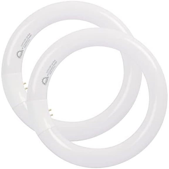 8 inch T9 22 Watts Round Light Bulbs FC8T9/DX Circular Fluorescent Light Bulb, FC8T9/DL 22W Circline Bulb, Daylight 6400K, G10q 4 Pin Prong Base, 2 Pack