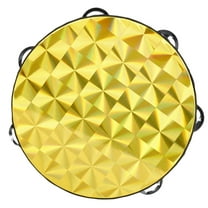 8 inch Wooden Tambourine Handbell Hand Drum with Double Row s Reflective Drum Head Percussion Instrument for Kids Adults -